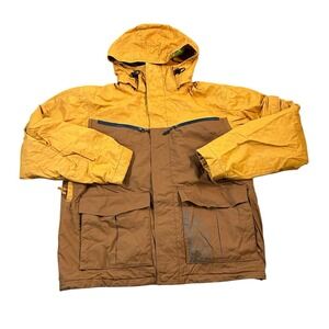 Simms‎ Men's Jacket Coat Size Large Orange Hooded Jacket Coat Zippered